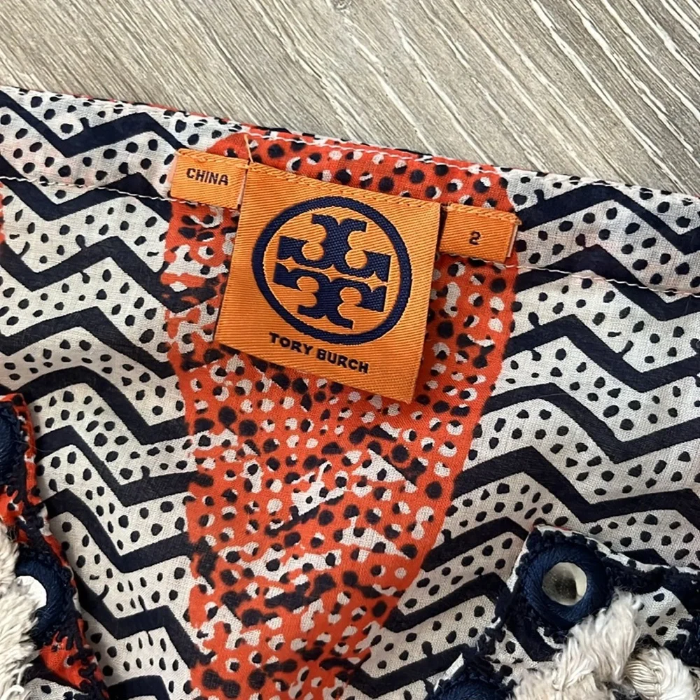 Tory Burch Red, Black & White Knit Swim Coverup